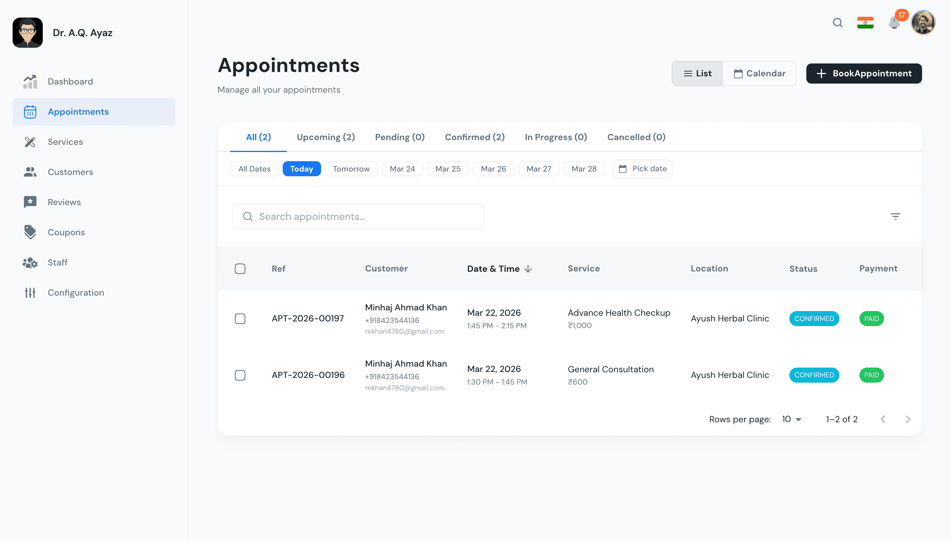 Appointigo – Appointment Management Dashboard screenshot 2