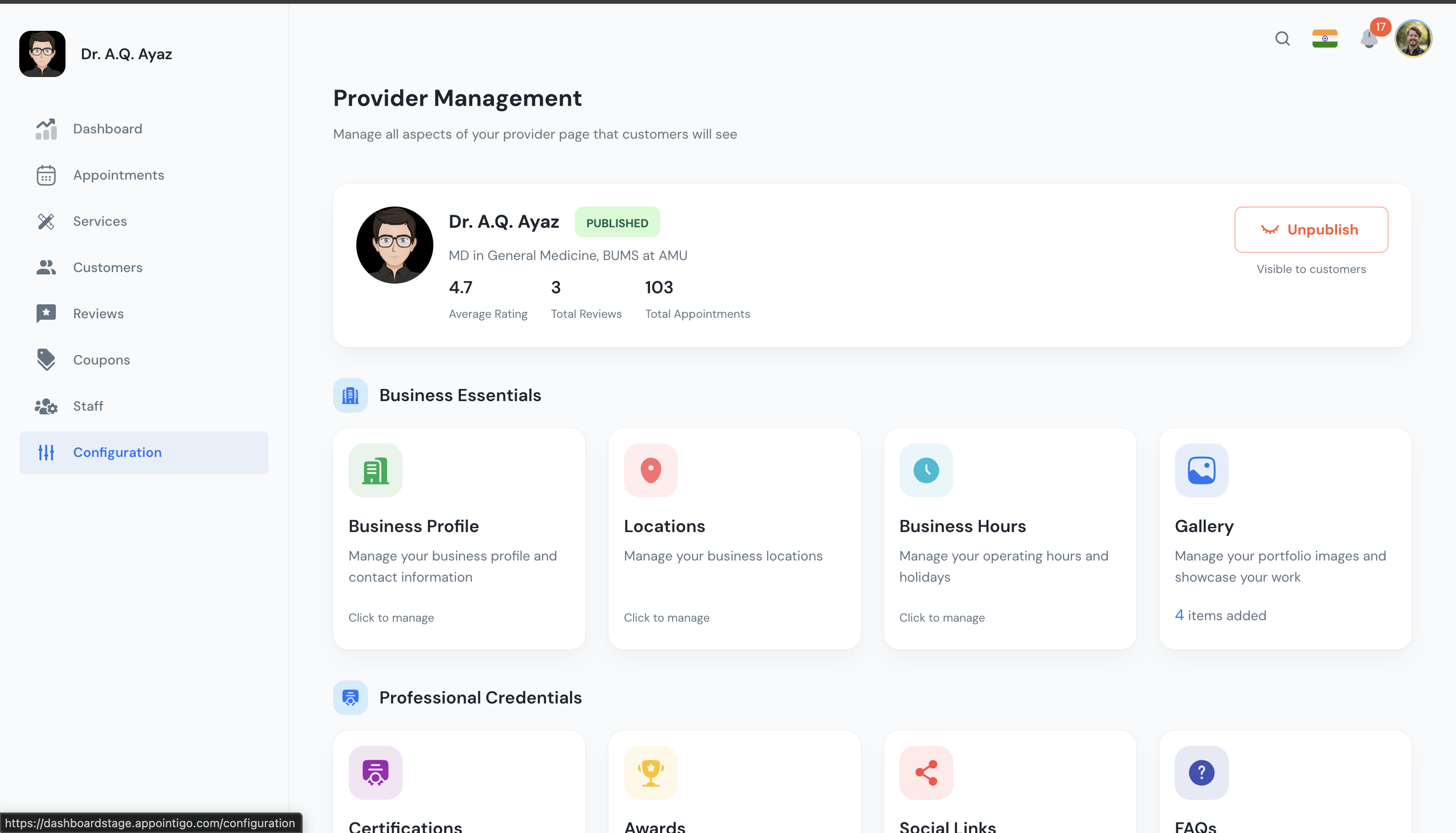 Appointigo – Appointment Management Dashboard screenshot 1